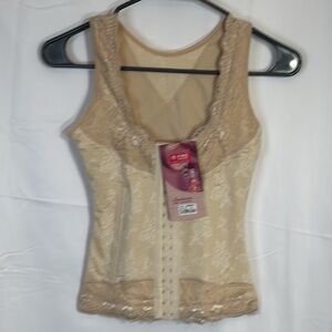 Beige Lace Corset Shapewear Vest Nude Soft Boning S